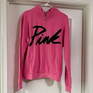 Pink Women's Quarter-Zip Sweatshirt - Size M